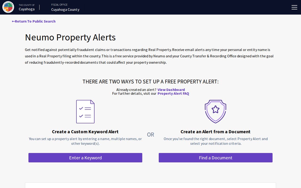 Cleveland neighbors Cuyahoga County property alert service