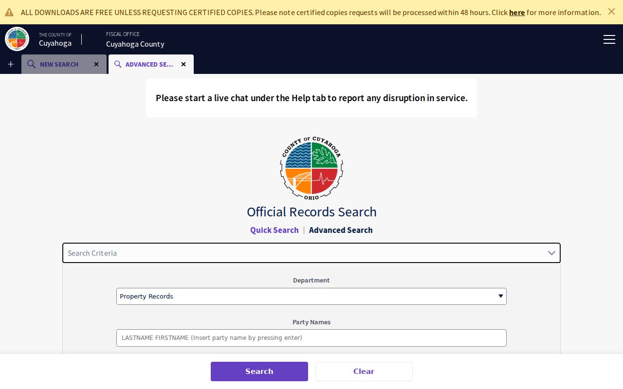 Cleveland street directory advanced recorded deed search